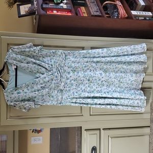 Dress Barn Light Blue Floral Wrap-Style Dress